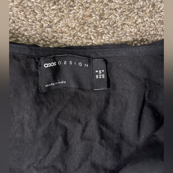 Asos Design Puff Sleeve Mid Length Black Dress - Picture 4 of 4